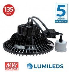 Campana LED UFO, 80w-300w, Meanwell, Lumileds SMD 3030, 135lm/w, 5 años Garantía. IP65