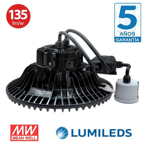Campana LED UFO, 80w-300w, Meanwell, Lumileds SMD 3030, 135lm/w, 5 años Garantía. IP65