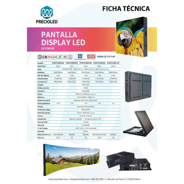 Pantalla LED Display para Exterior (P4 P5 P6 P8 P10). Nationstar & Novastar & Meanwell
