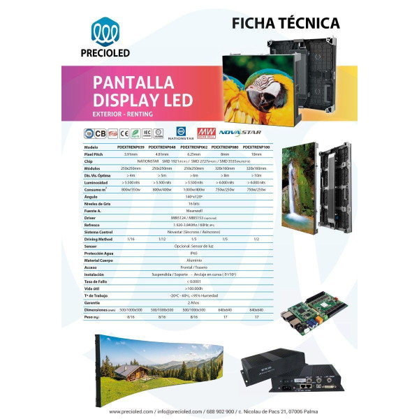 Pantalla LED Display Exterior Renting (P4 P5 P6 P8 P10). Nationstar & Novastar & Meanwell