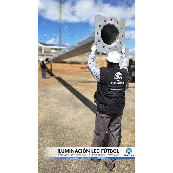Torres, columnas, báculos para iluminación de recintos deportivos. Campos de fútbol, rugby, tenis, padel,...